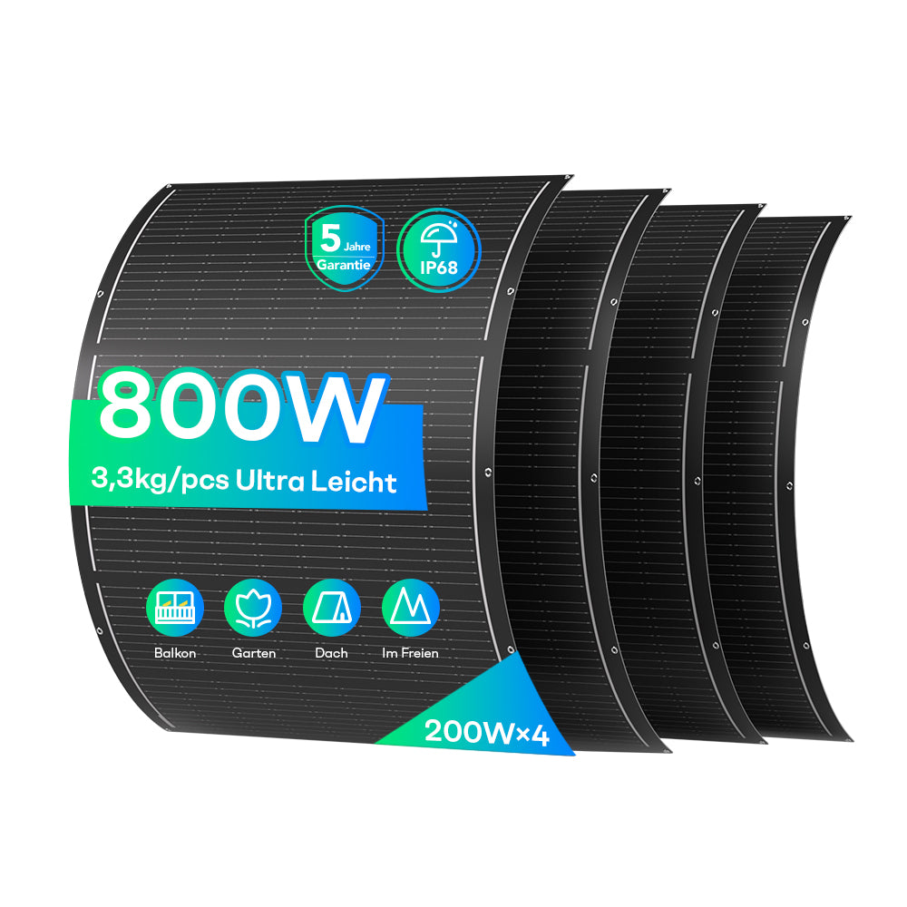 Sunpura Flexible Solar Panel Set for Balcony Power Plant – 2x200W / 4x200W Ultralight IP68