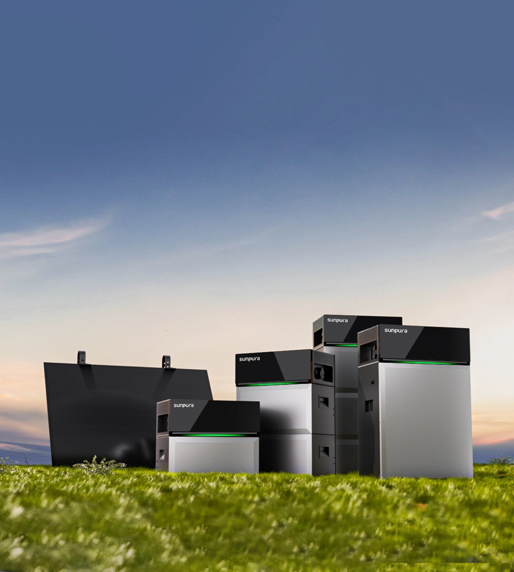 Sunpura S2400 AC home battery, with solar panels