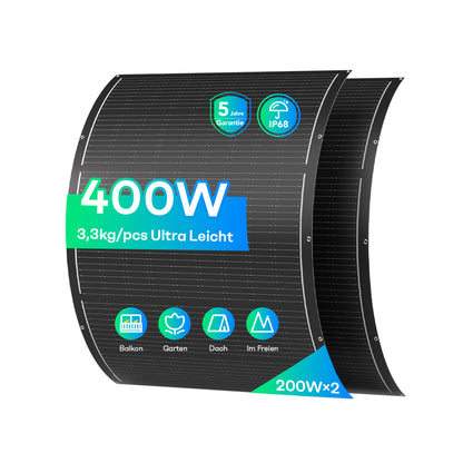 Sunpura Flexible Solar Panel Set for Balcony Power Plant – 2x200W / 4x200W Ultralight IP68