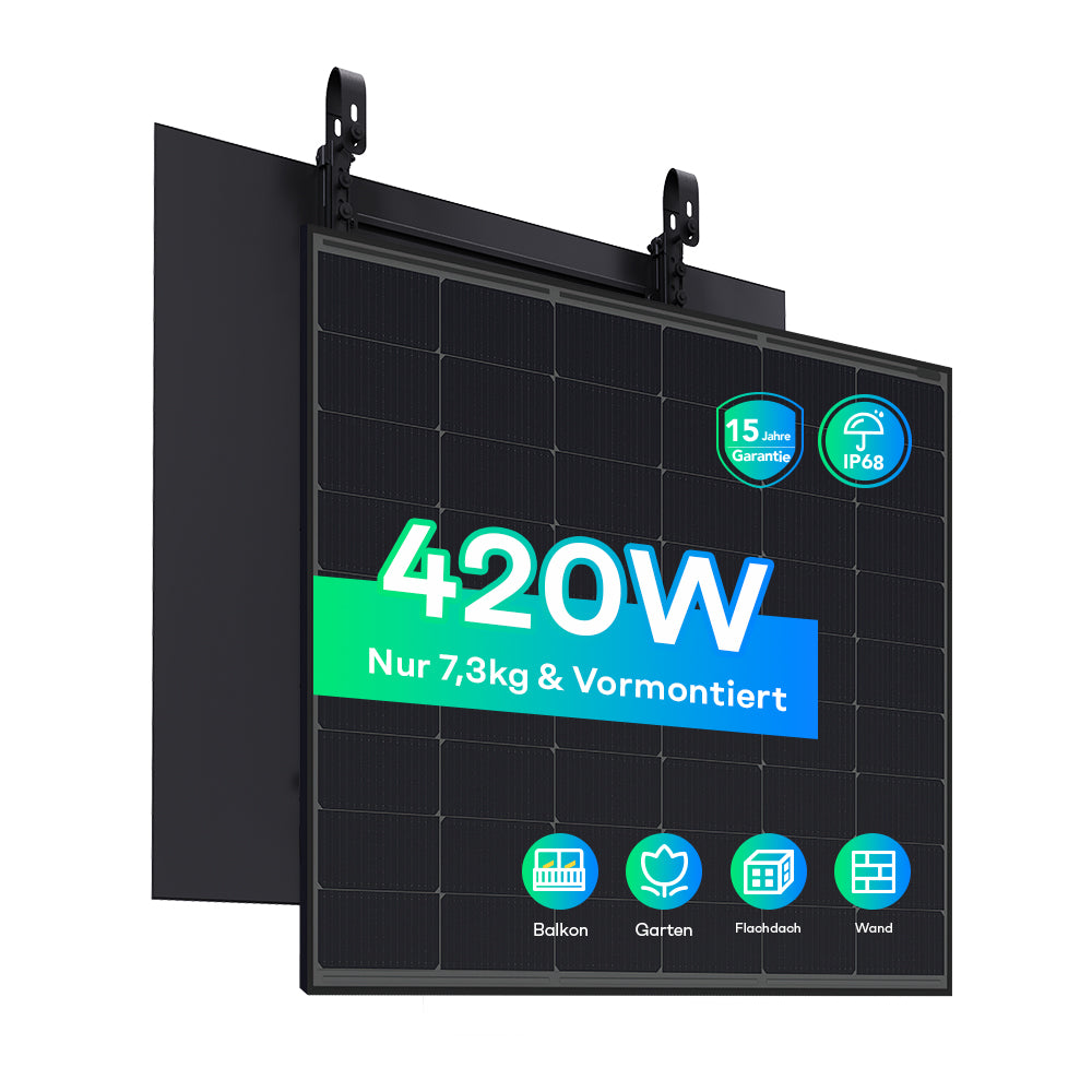 Sunpura 420W Lightweight Glass Solar Module Set - Balcony Power Plant PV Module Full Black N-Type TOPCon