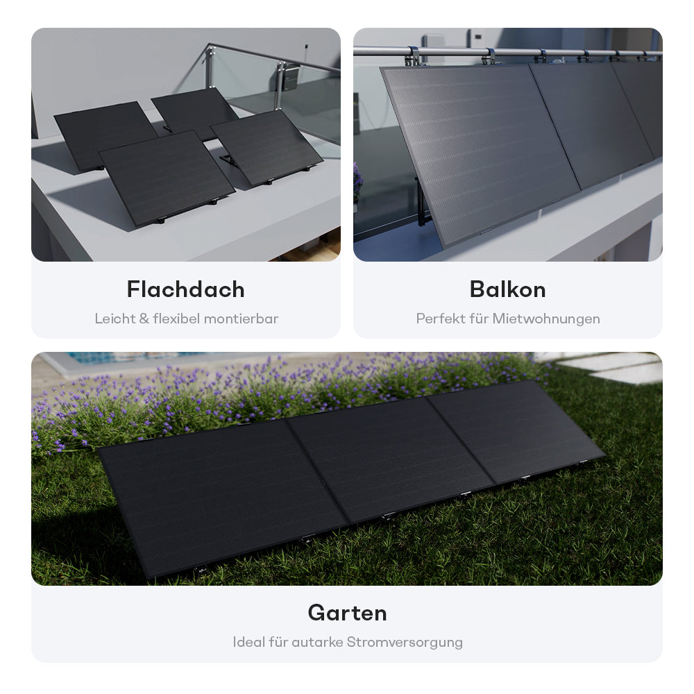 Sunpura 420W Lightweight Glass Solar Module Set - Balcony Power Plant PV Module Full Black N-Type TOPCon