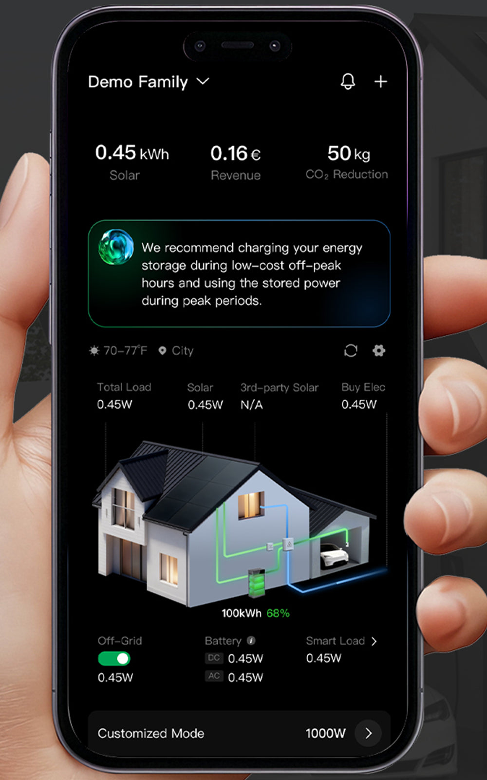 Sunpura App mit Energiefluss und Batteriesteuerung